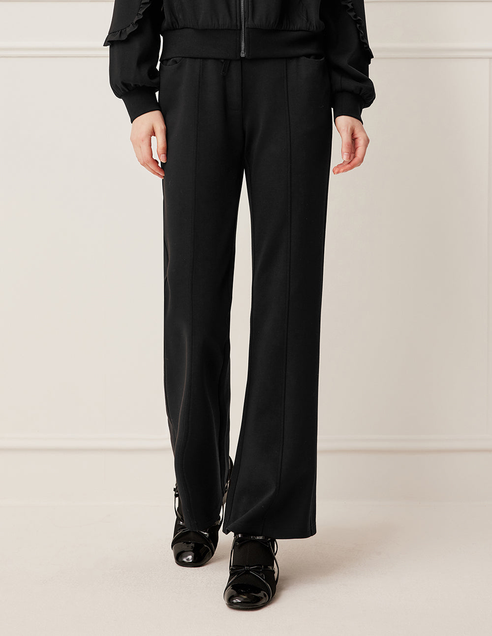 BORA AKSU Drawstring Waist Straight Leg Black Pants