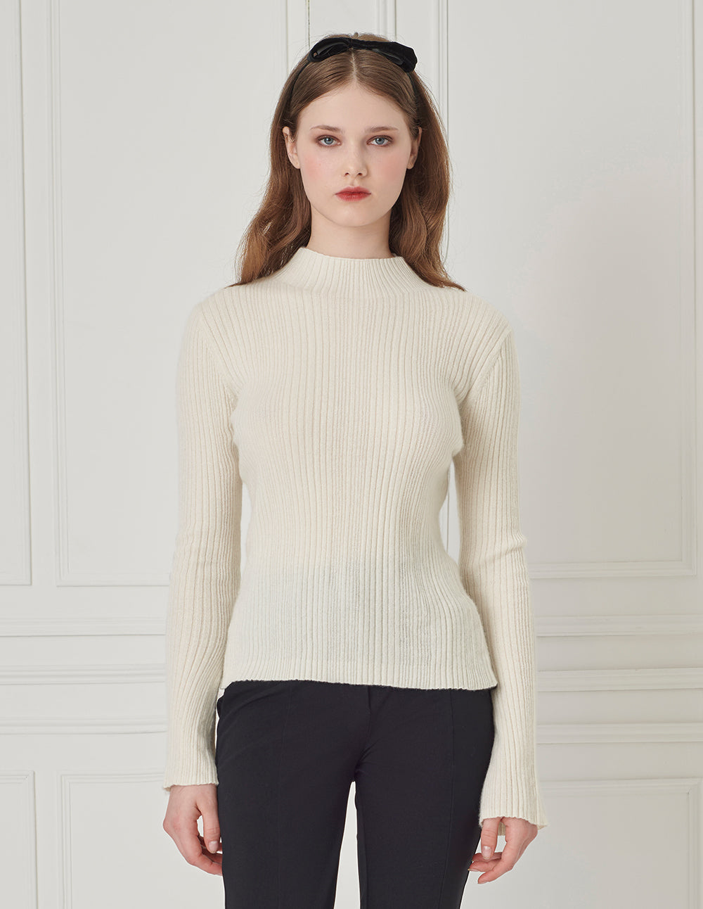 BORA AKSU Mid-High Collar Slim Fit Cashmere Pullover