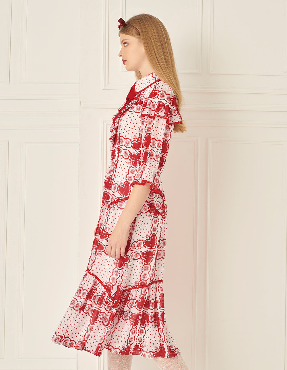 BORA AKSU Peter Pan Collar Print Dress