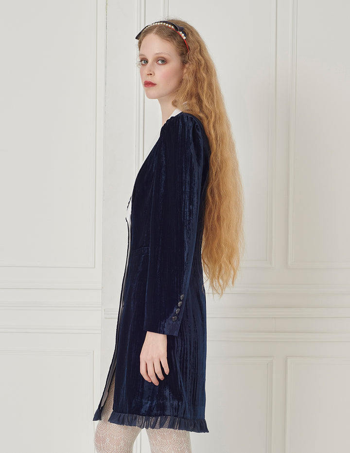 BORA AKSU V-Neck Contrast Velvet Shift Dress