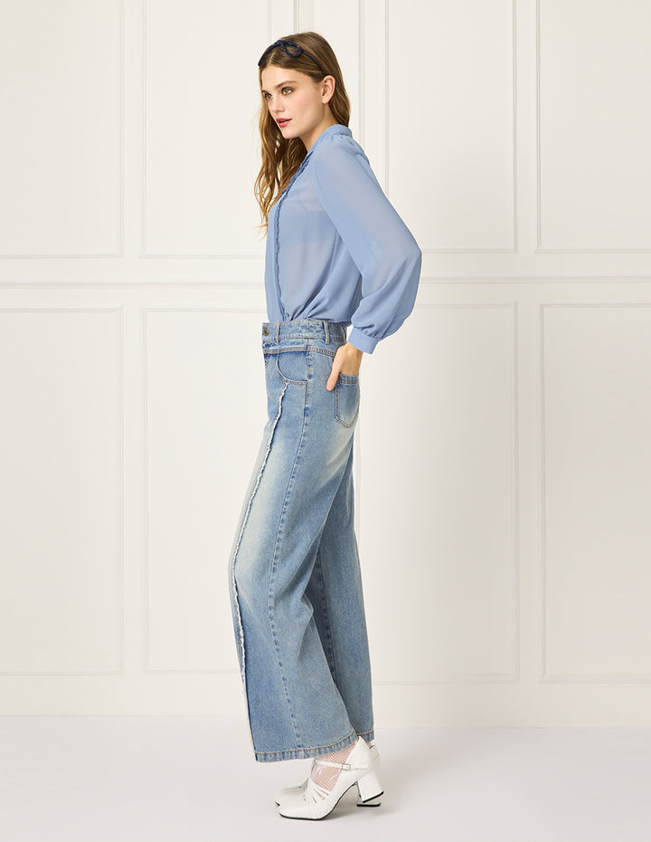 BORA AKSU Straight Wide Leg Denim Washed Jeans