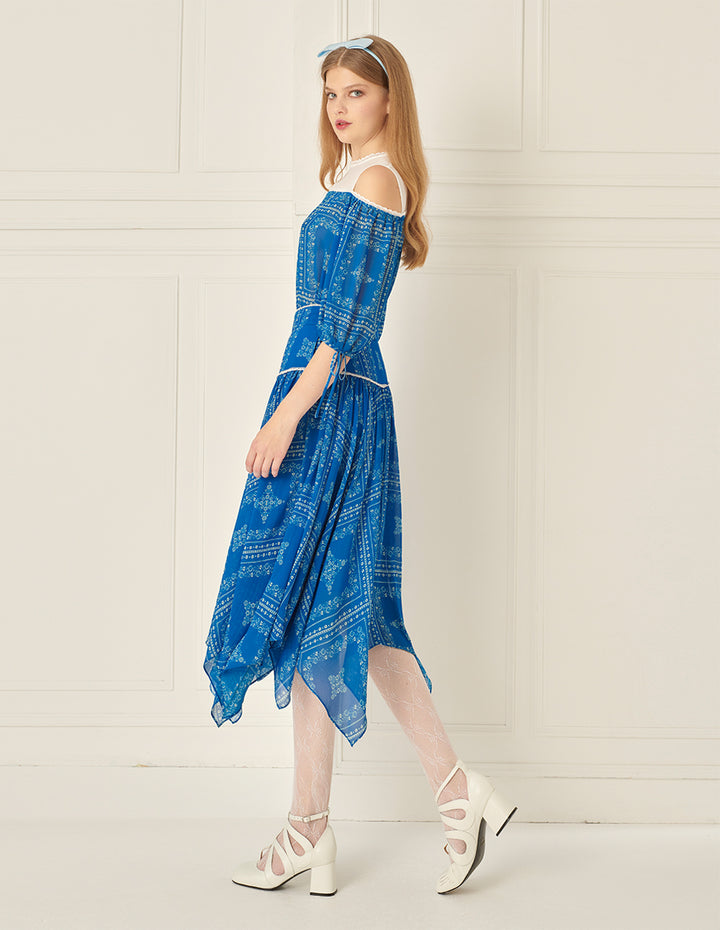 BORA AKSU Vintage Damascus Print Irregular Skirt