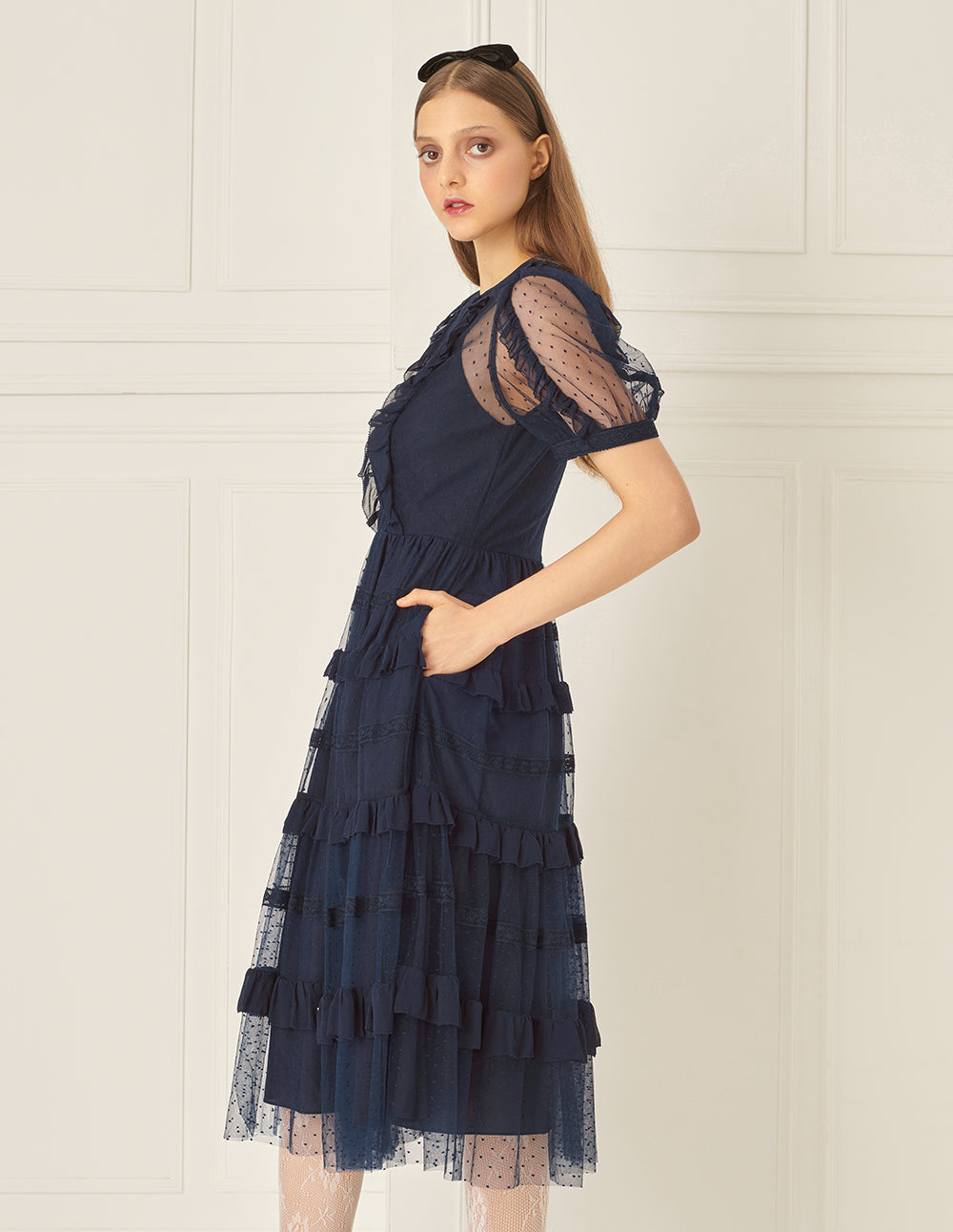 BORA AKSU Puff Sleeve Layered Lace Dress