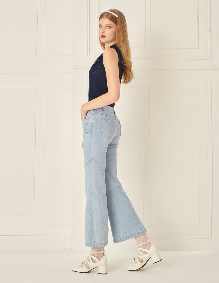 BORA AKSU Light Blue Versatile Jeans With Arc Splicing Design And Slits