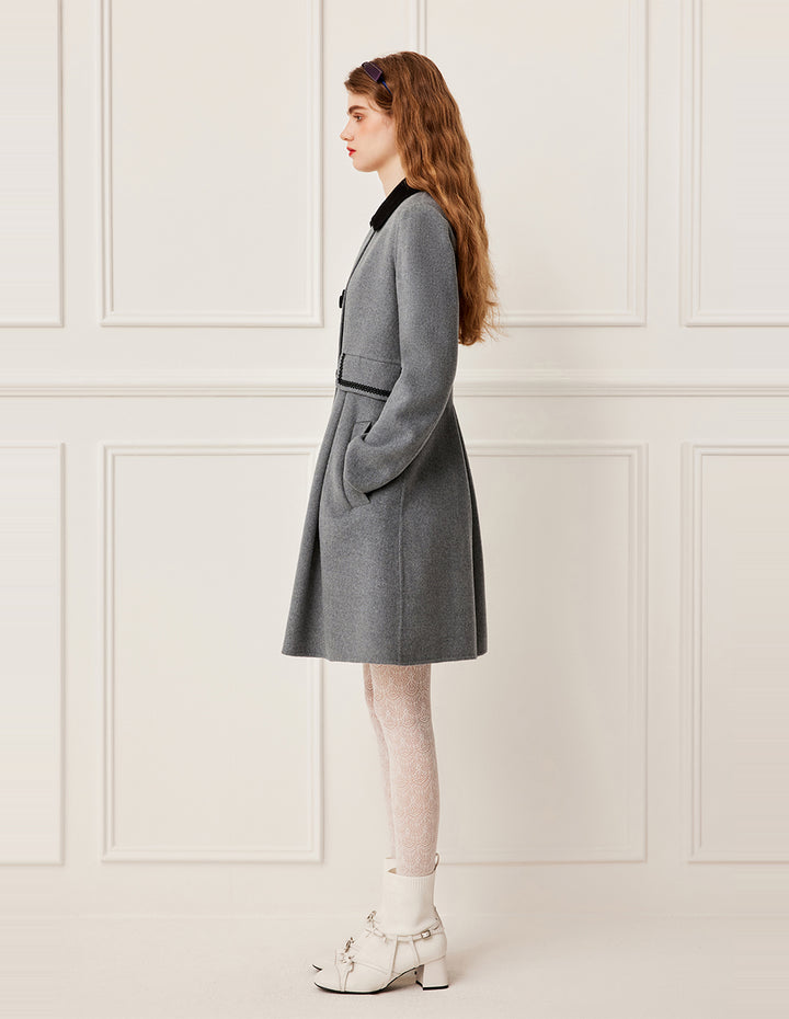 BORA AKSU Lapel Long-Sleeved Double-Breasted H-Shape Silk Wool Double-Faced Coat
