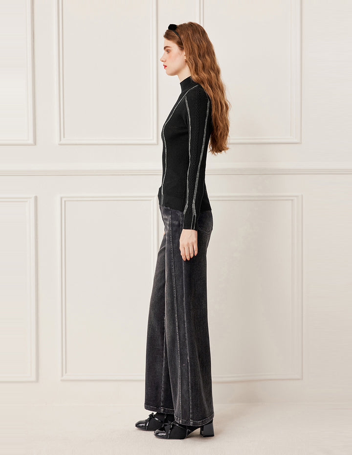 BORA AKSU High-Waisted Washed Gray Relaxed Fit Straight Leg Jeans