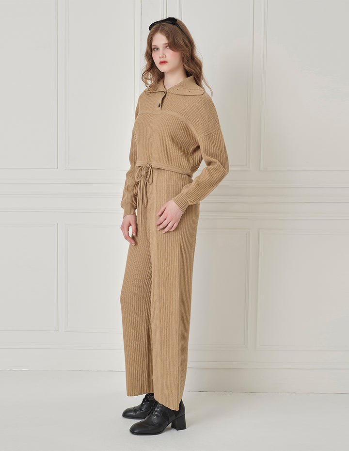 BORA AKSU Coffee-Colored Loose Wool Simple Straight Leg Pants
