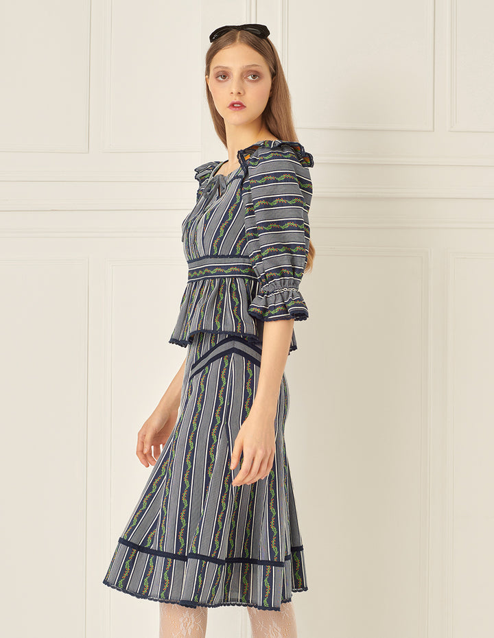 BORA AKSU Lace-Embellished Jacquard Skirt