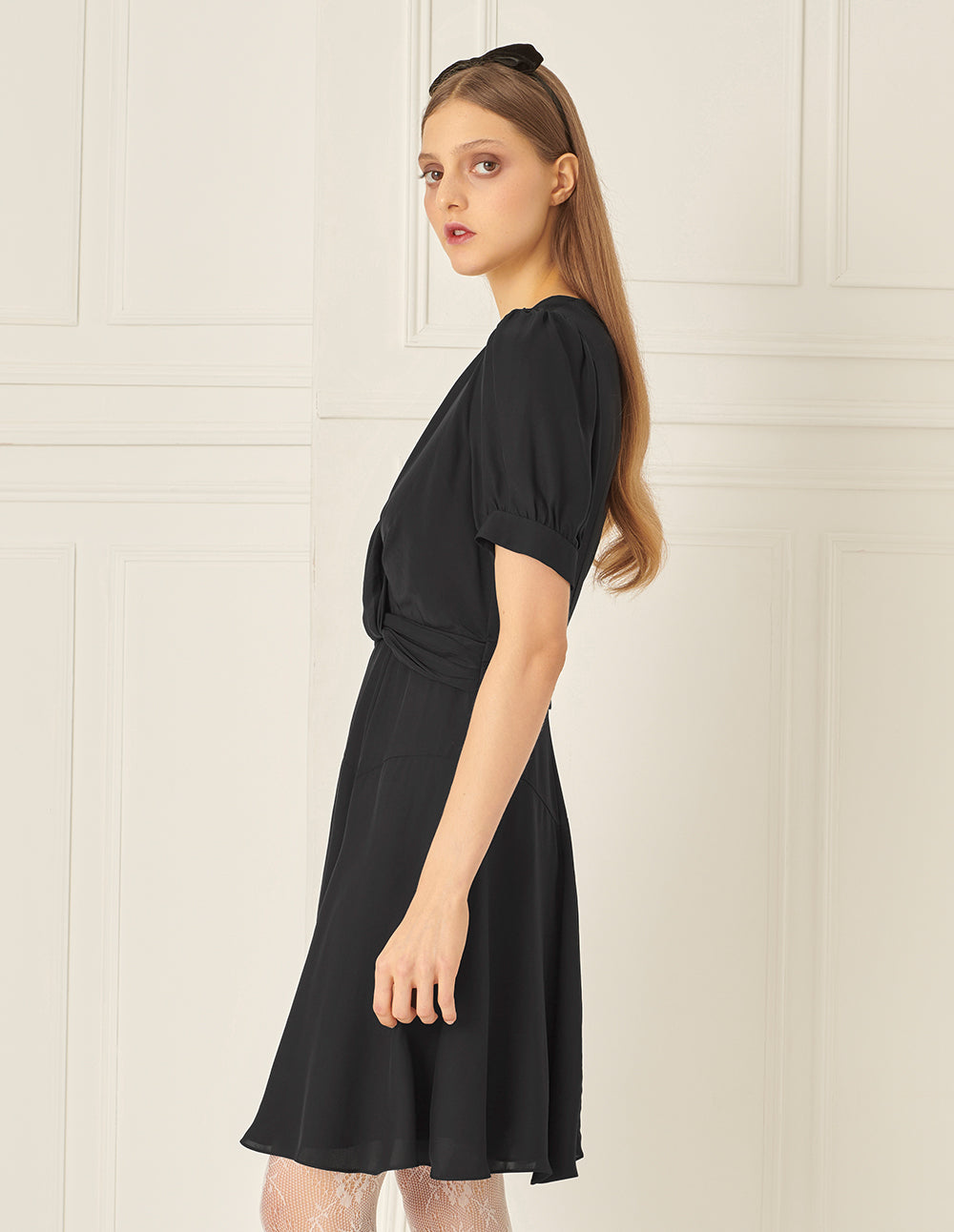 BORA AKSU Puff Sleeve Twist Waist Dress