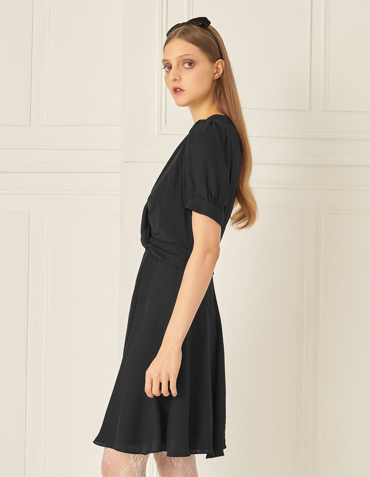 BORA AKSU Puff Sleeve Twist Waist Dress