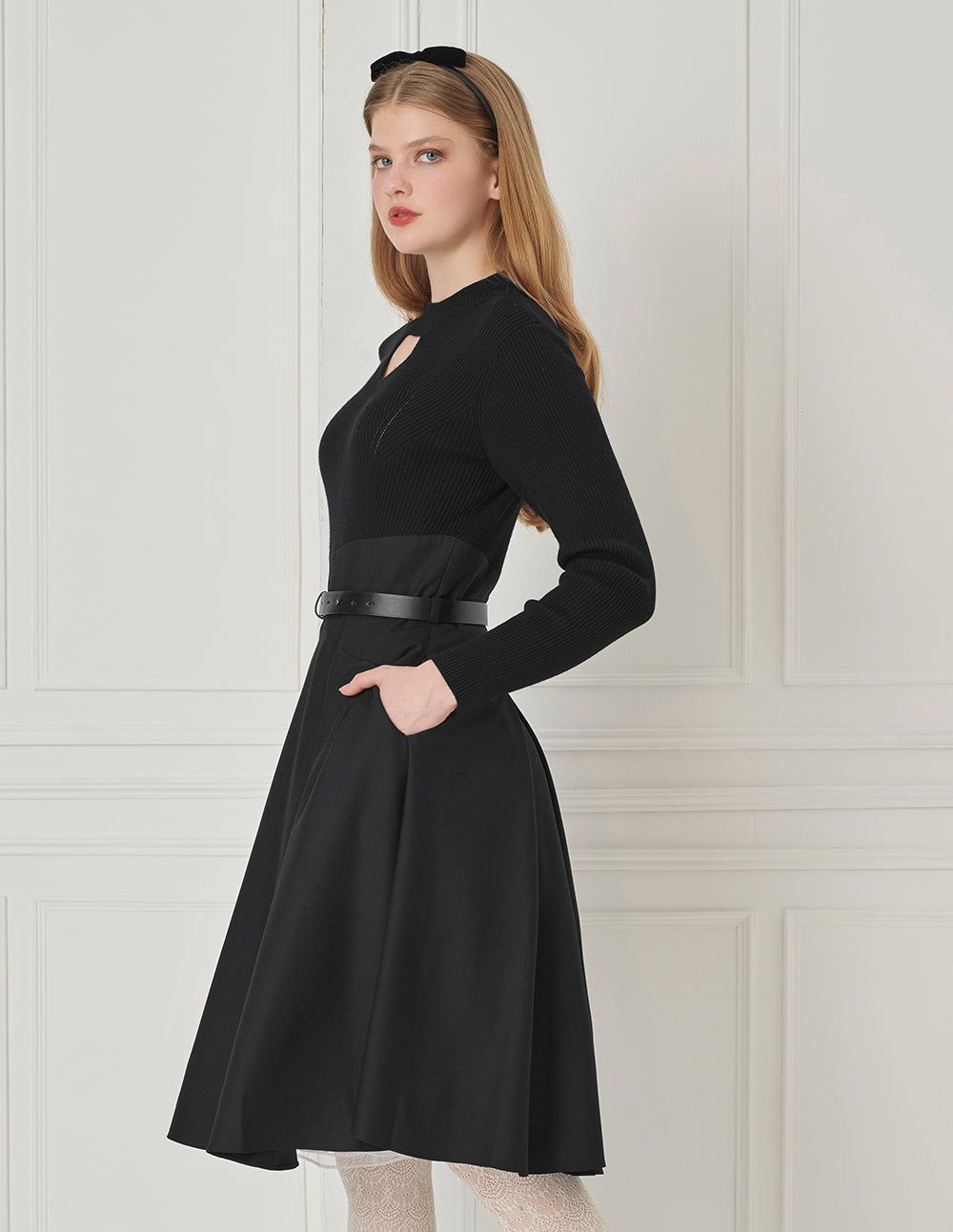 BORA AKSU Hollow Knitted Patchwork Dress