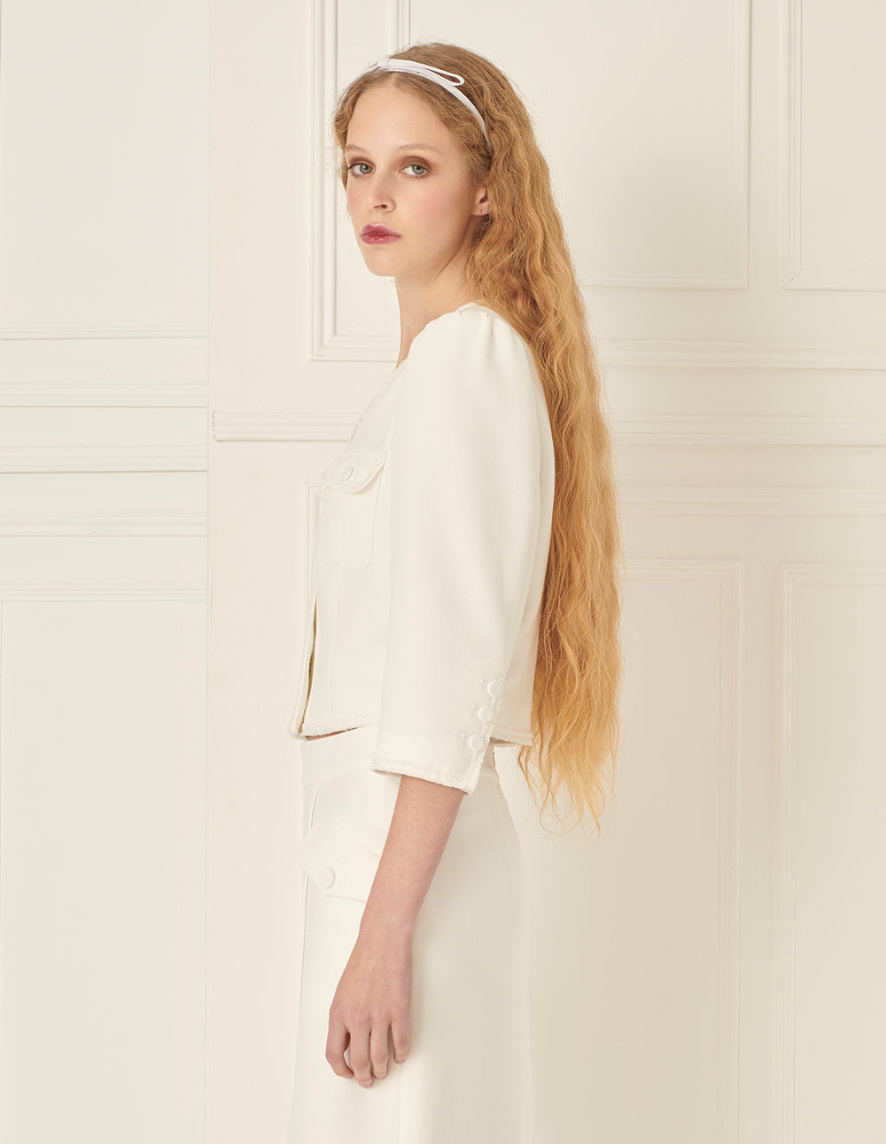 BORA AKSU Runwway Style French Puff Sleeve V-Neck Blazer