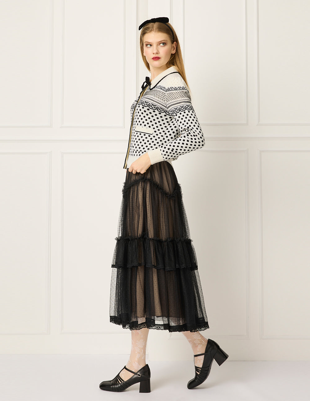 BORA AKSU Layered Ruffle Tulle Knee-length Skirt