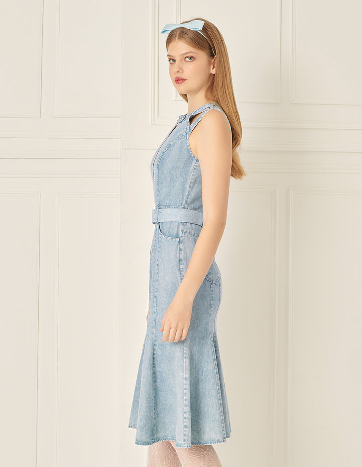 BORA AKSU Simple Waisted Denim Dress