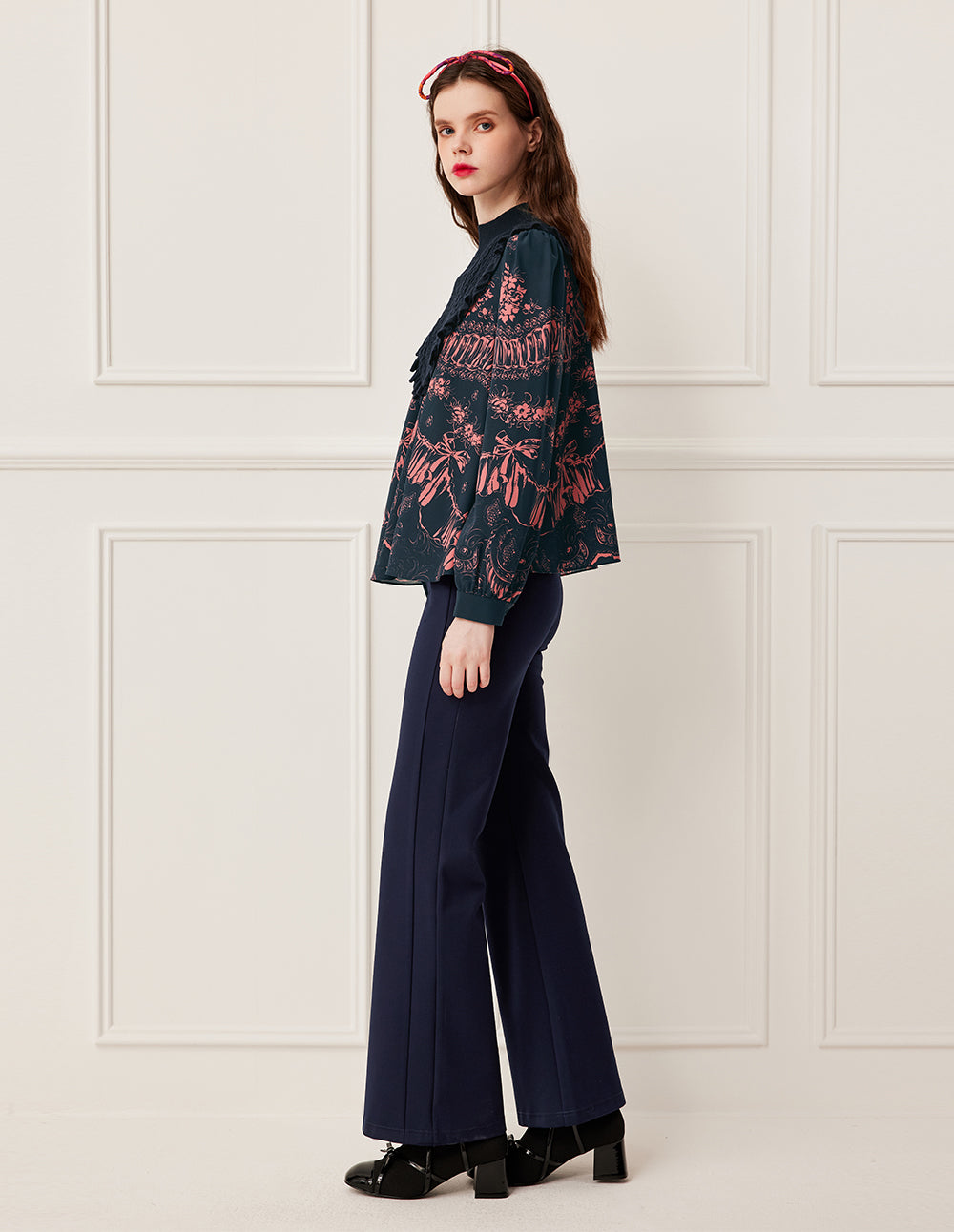 BORA AKSU Navy Blue Relaxed Fit Straight Leg Long Pants