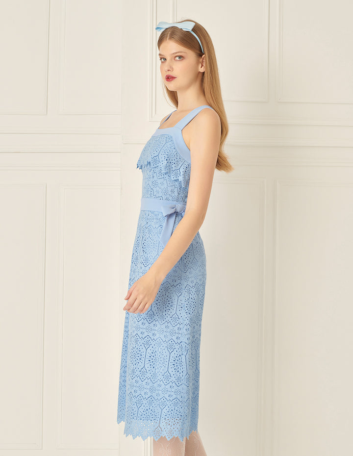 BORA AKSU Bow-Embellished Lace Slip Dress