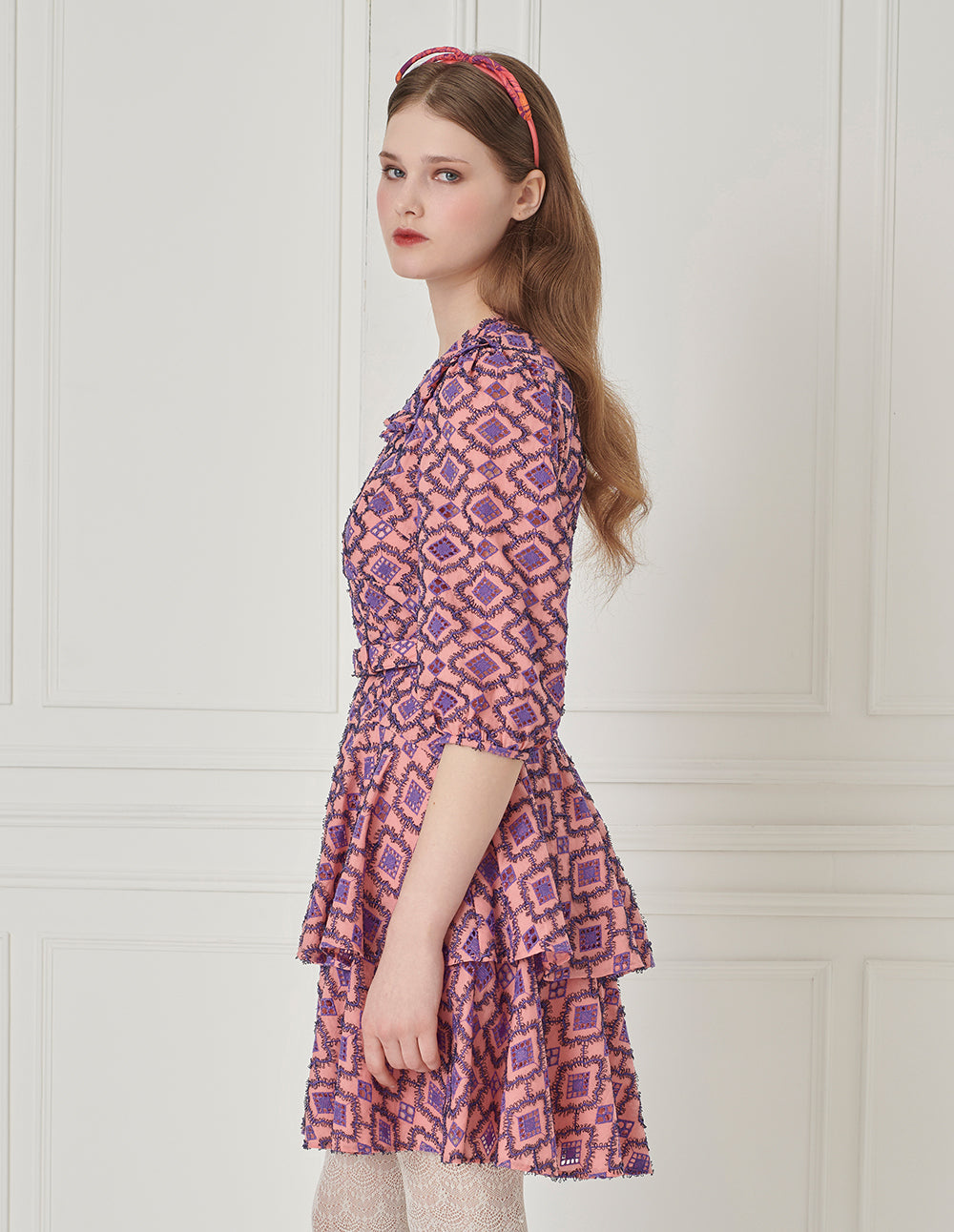 BORA AKSU Embroidered Geometric Tiered Dress