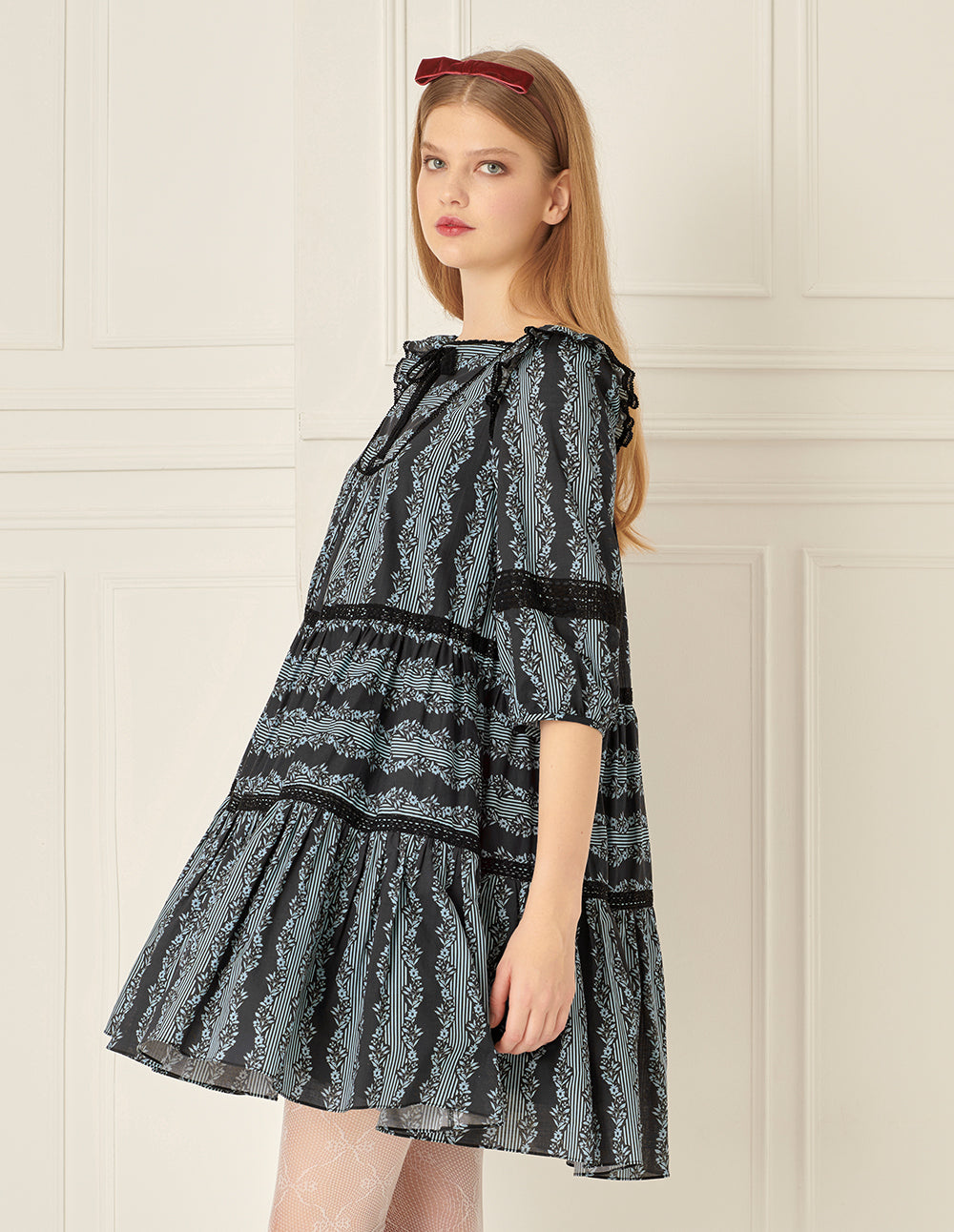 BORA AKSU Printed Babydoll Dress