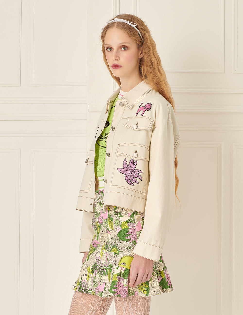 BORA AKSU Design Badge Patchwork Denim Jacket