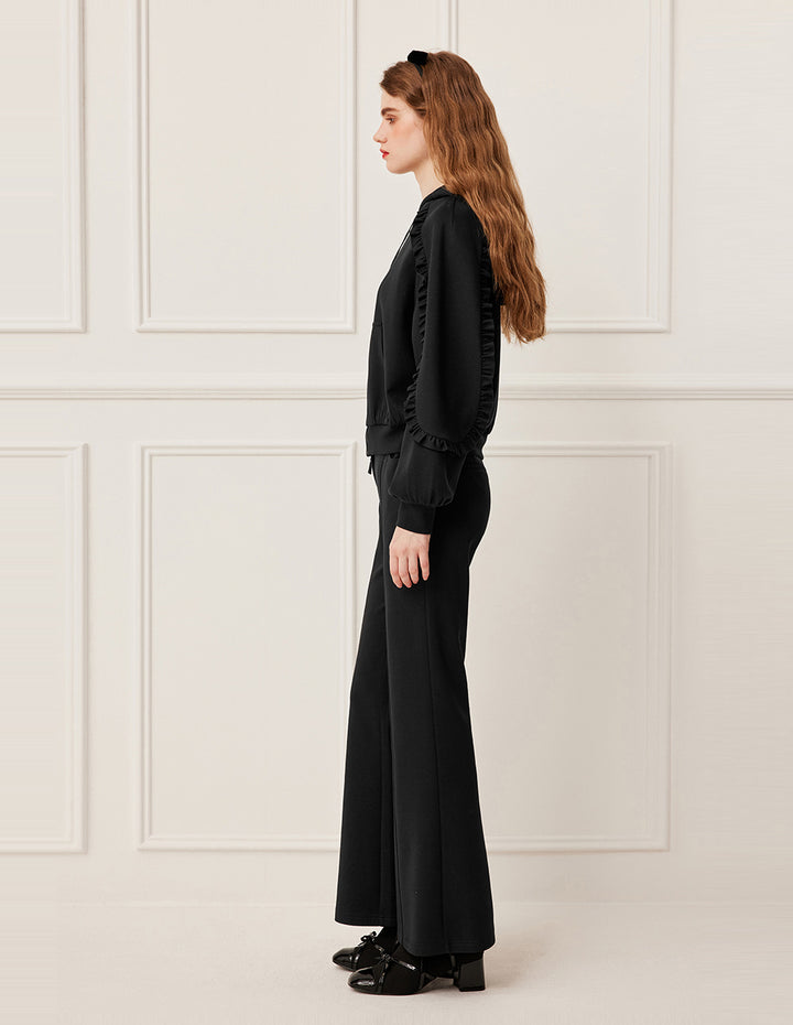 BORA AKSU Drawstring Waist Straight Leg Black Pants
