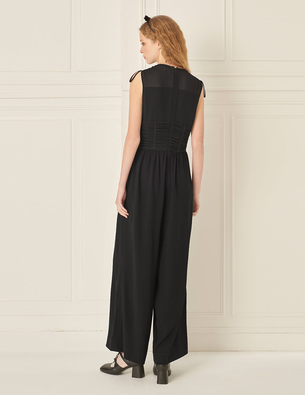 BORA AKSU V-Neck Sleeveless Pleated Jumpsuit