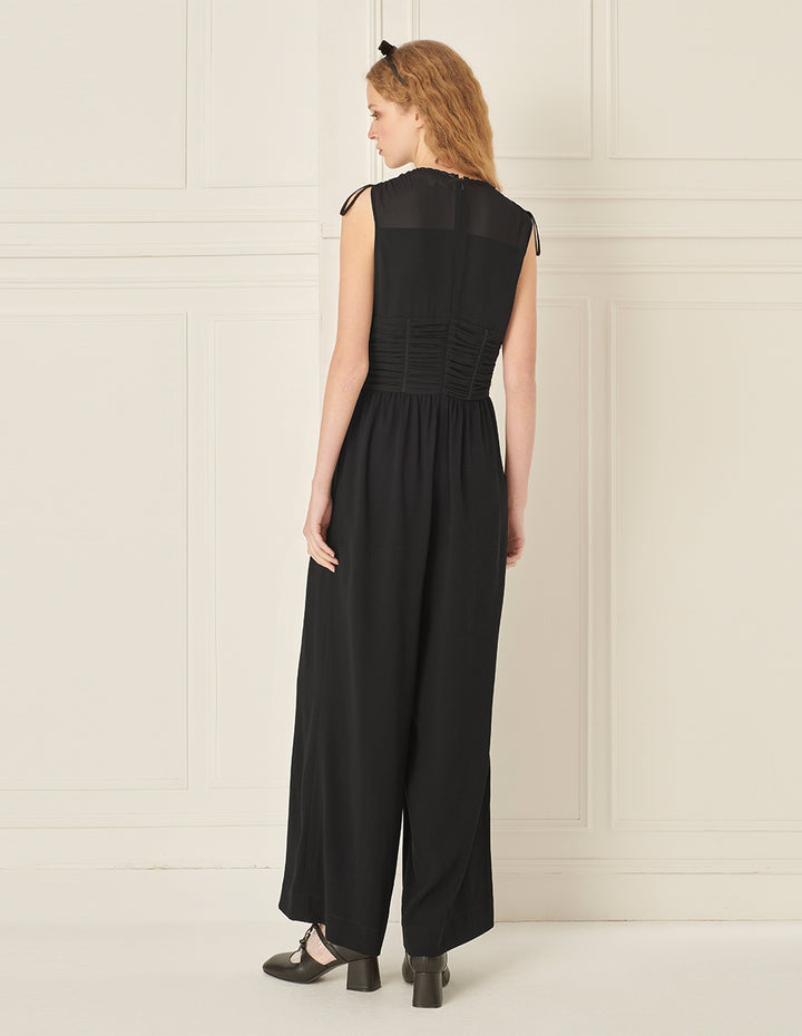 BORA AKSU V-Neck Sleeveless Pleated Jumpsuit