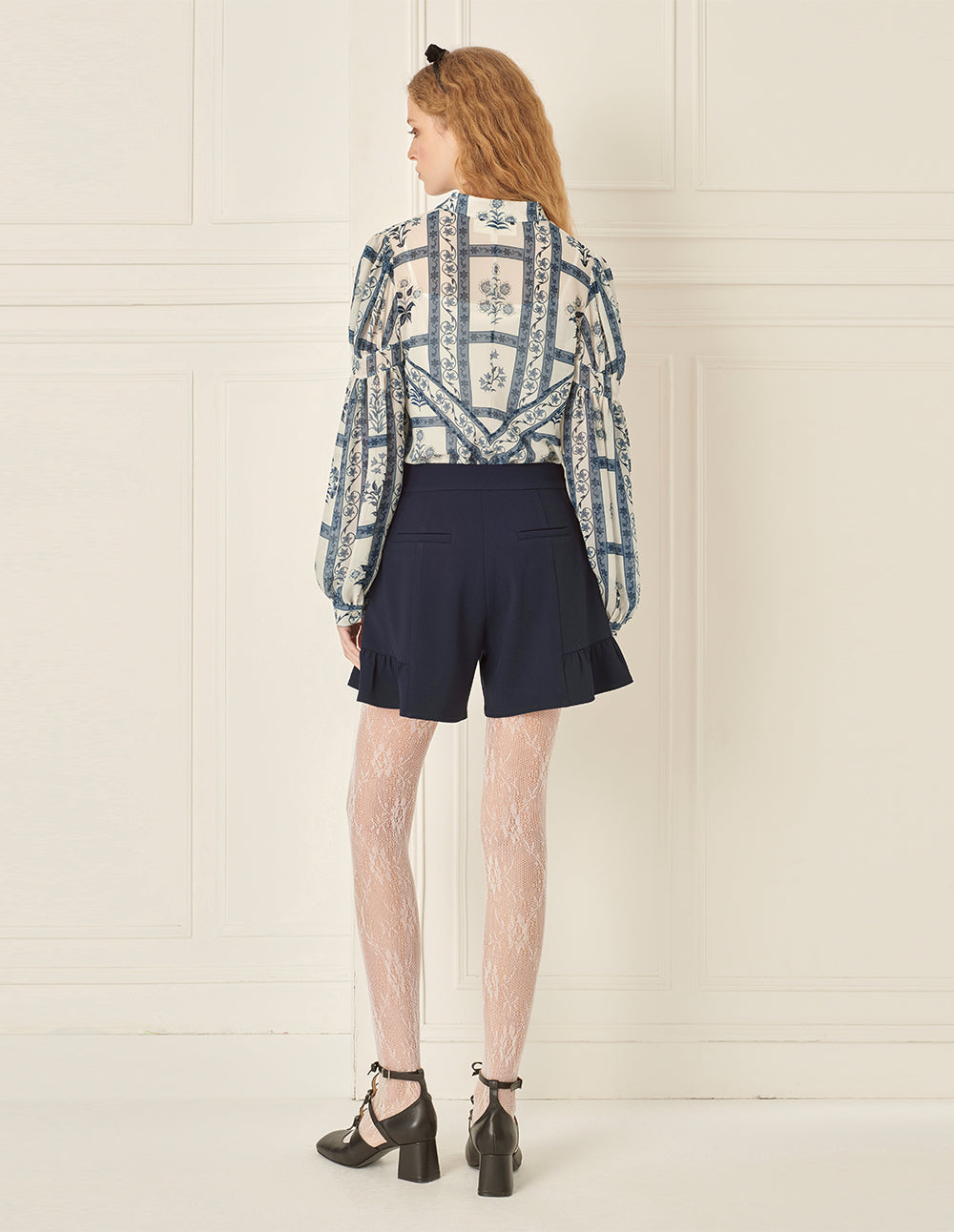 BORA AKSU Puff Sleeves And Floating Collar Printed Blouse