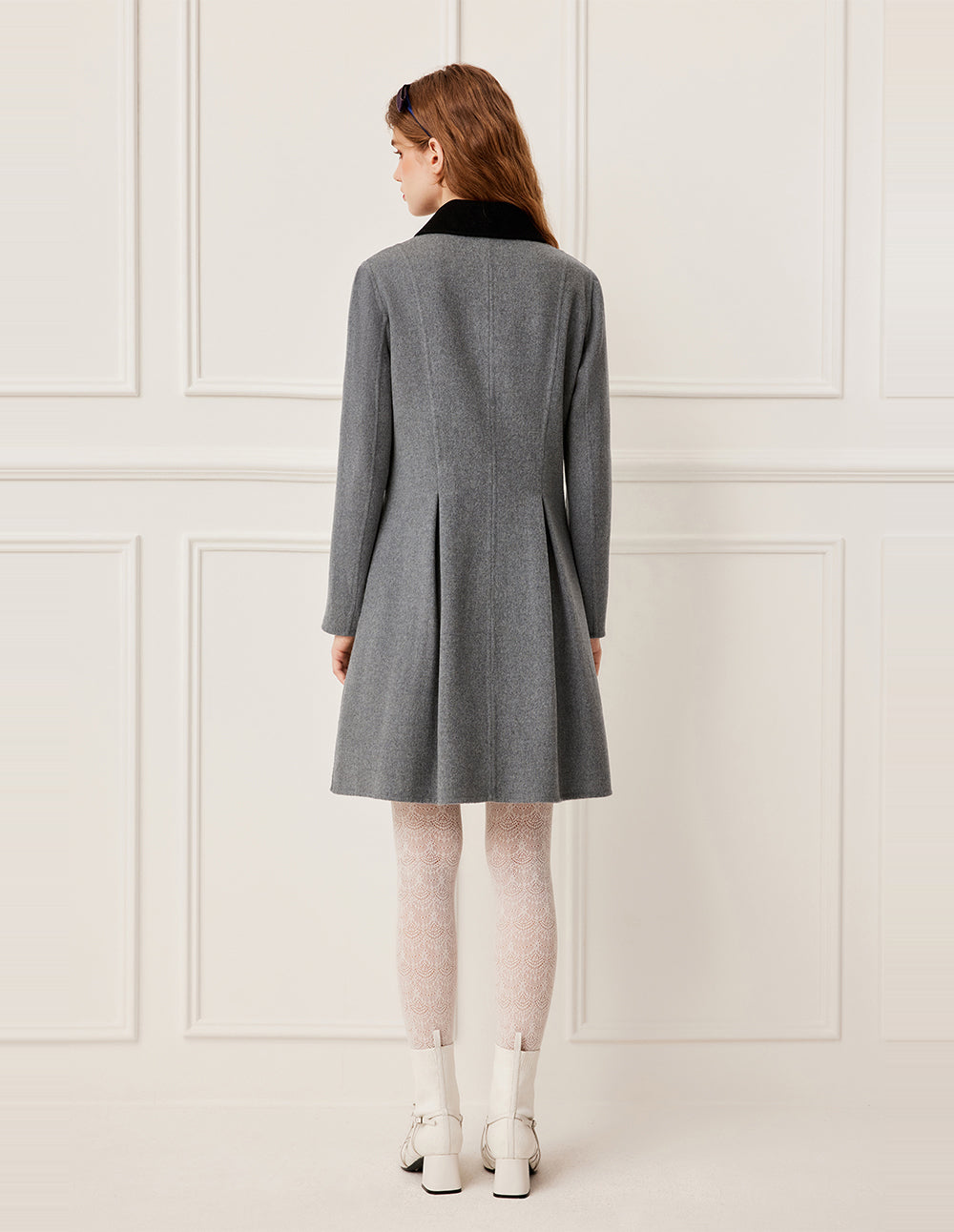 BORA AKSU Lapel Long-Sleeved Double-Breasted H-Shape Silk Wool Double-Faced Coat