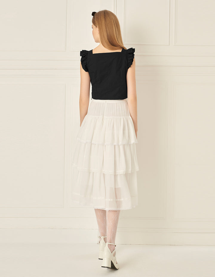 BORA AKSU Diamond Square Neck Strappy Top