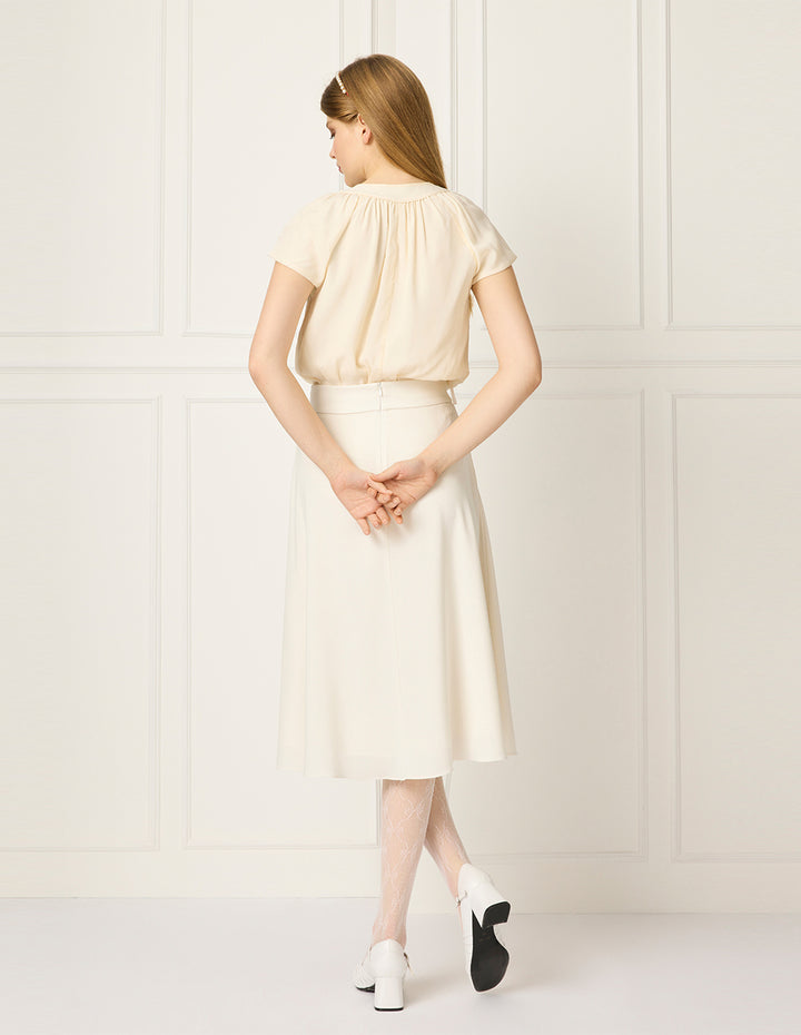 BORA AKSU Round Neck Tie Sleeveless Pleated Silk Top