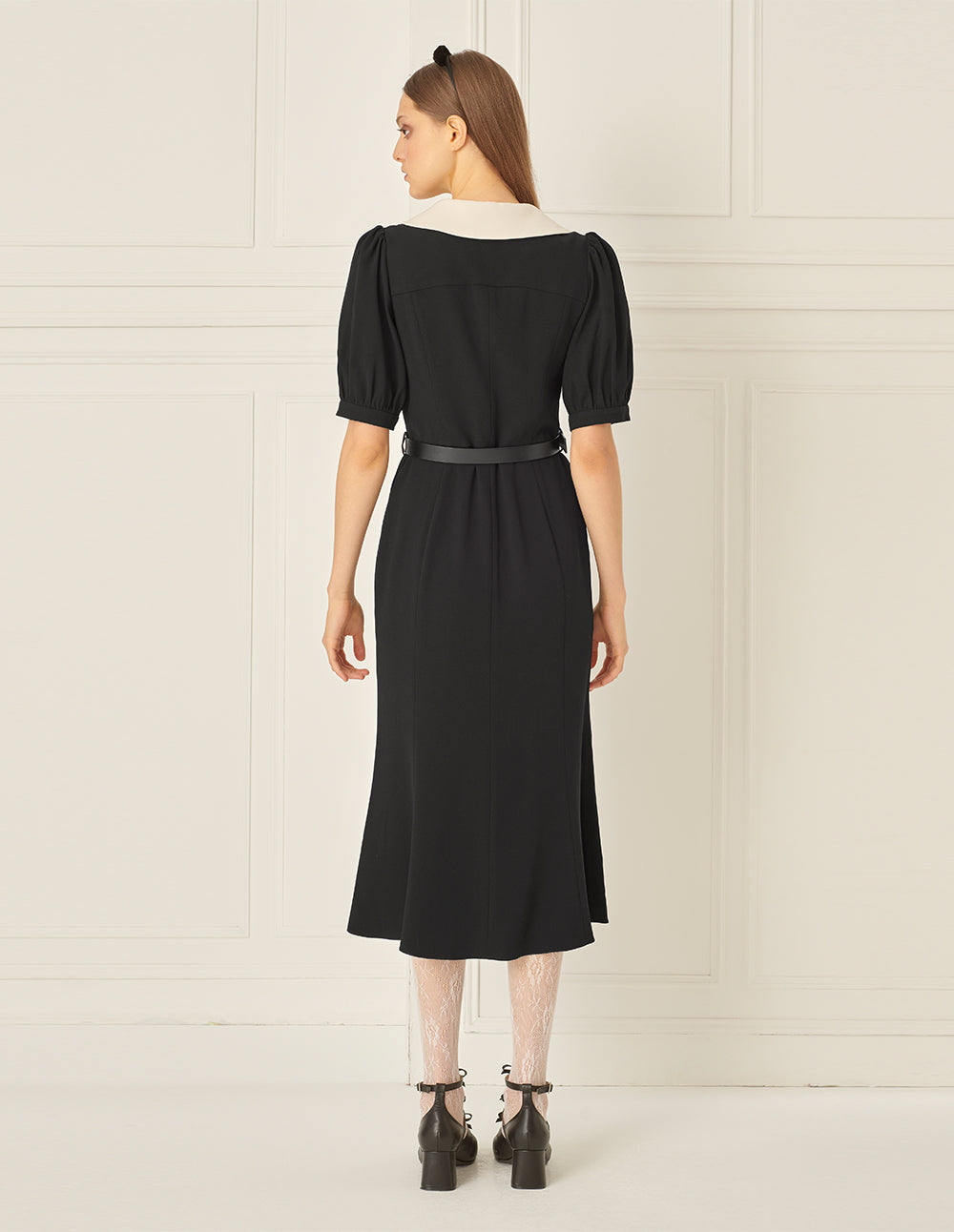 BORA AKSU Puff Sleeve Slim Fishtail Dress