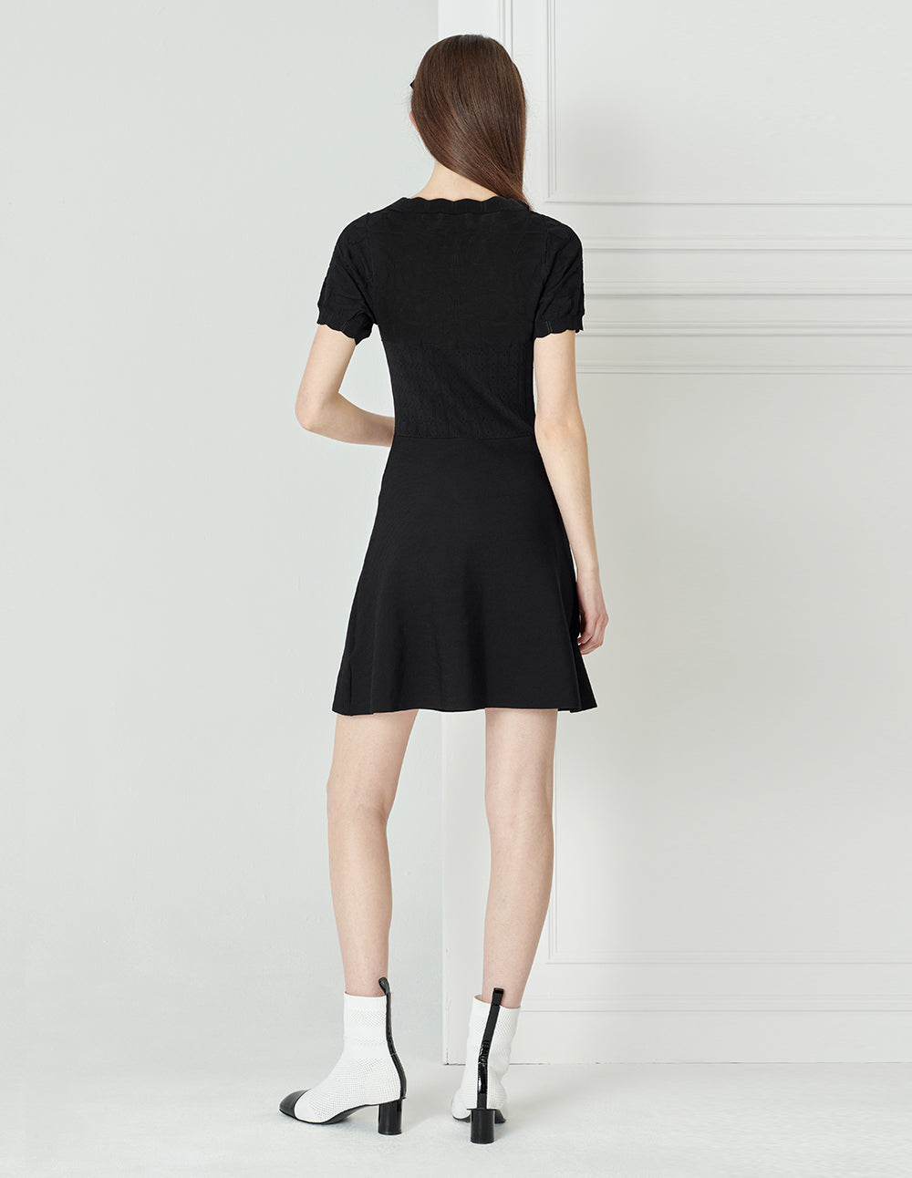 BORA AKSU Large U-Neck Hollow Texture Knitted Dress