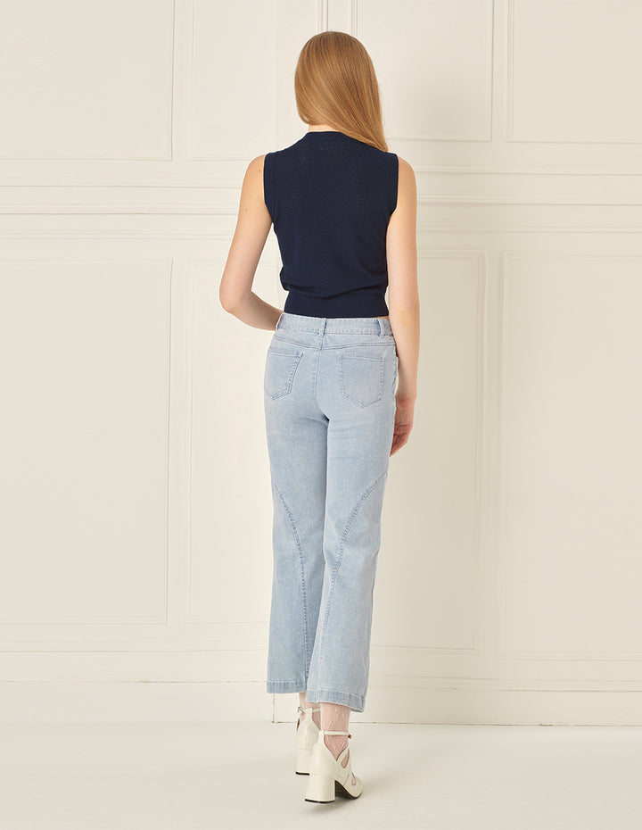 BORA AKSU Light Blue Versatile Jeans With Arc Splicing Design And Slits