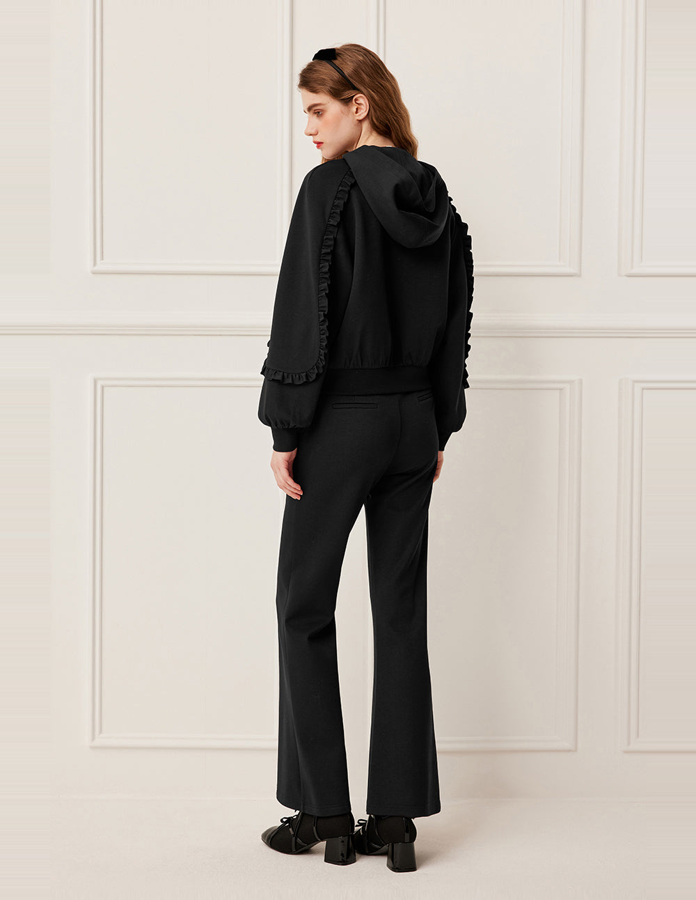 BORA AKSU Drawstring Waist Straight Leg Black Pants