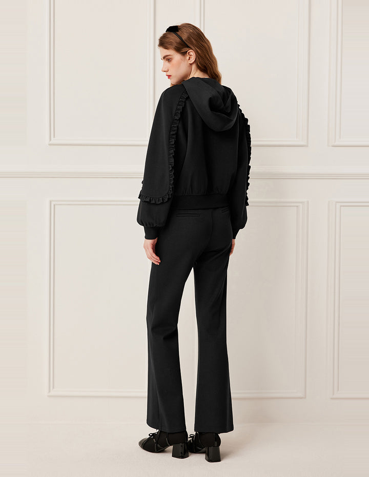 BORA AKSU Drawstring Waist Straight Leg Black Pants