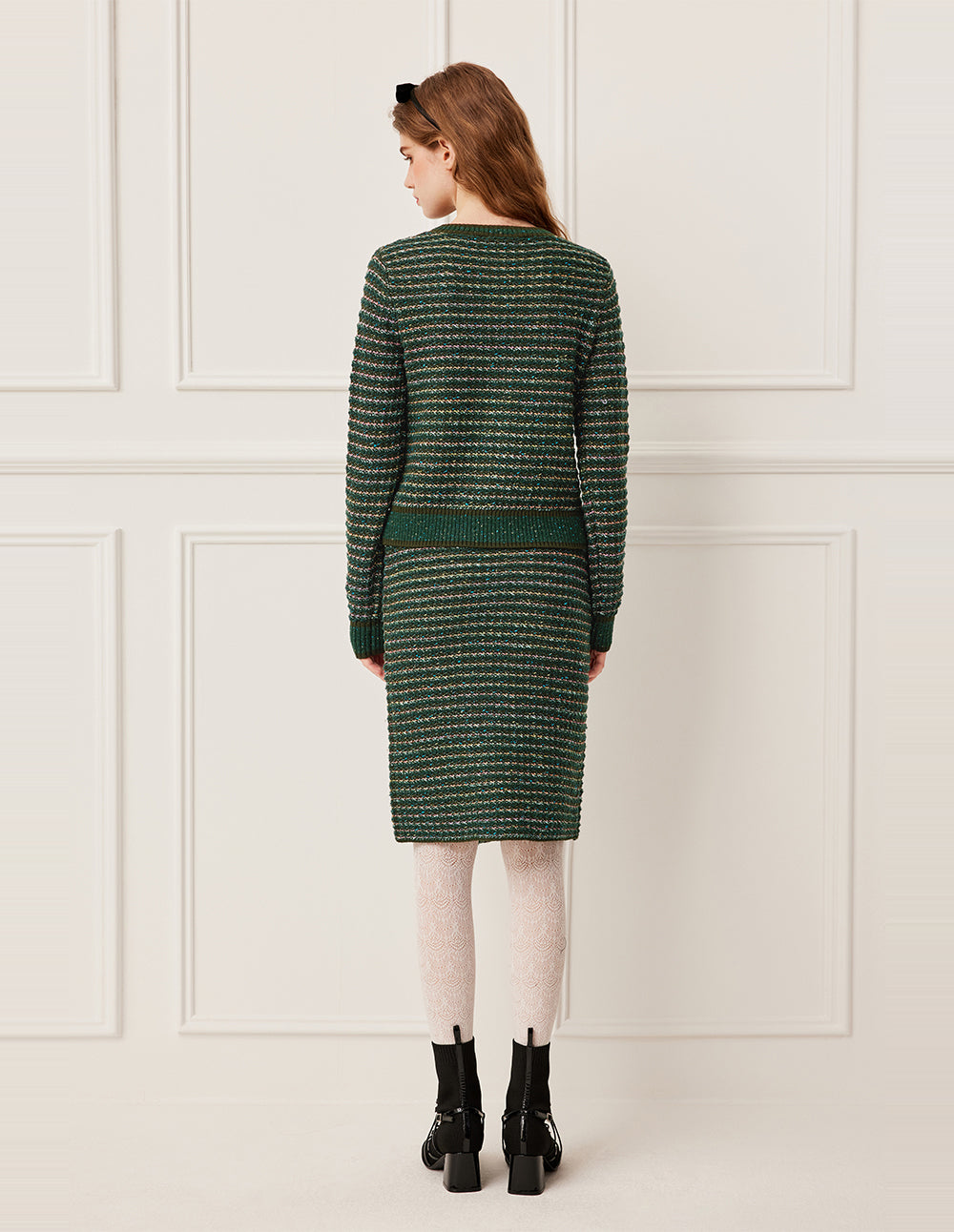 BORA AKSU Straight Pencil Blue-Green Variegated Knit Skirt