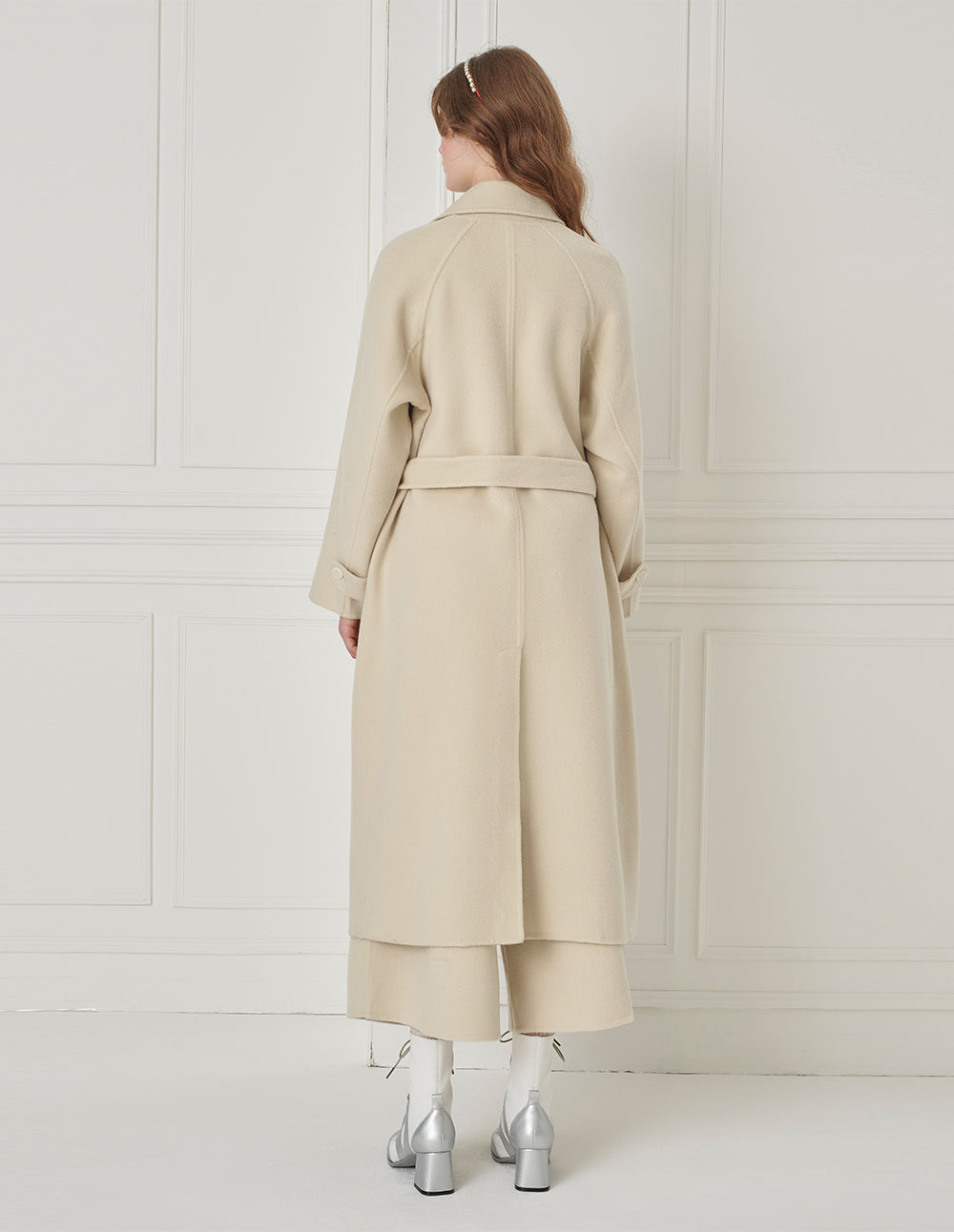 BORA AKSU Standing Collar Waist-Tie Single-Breasted Wool Coat