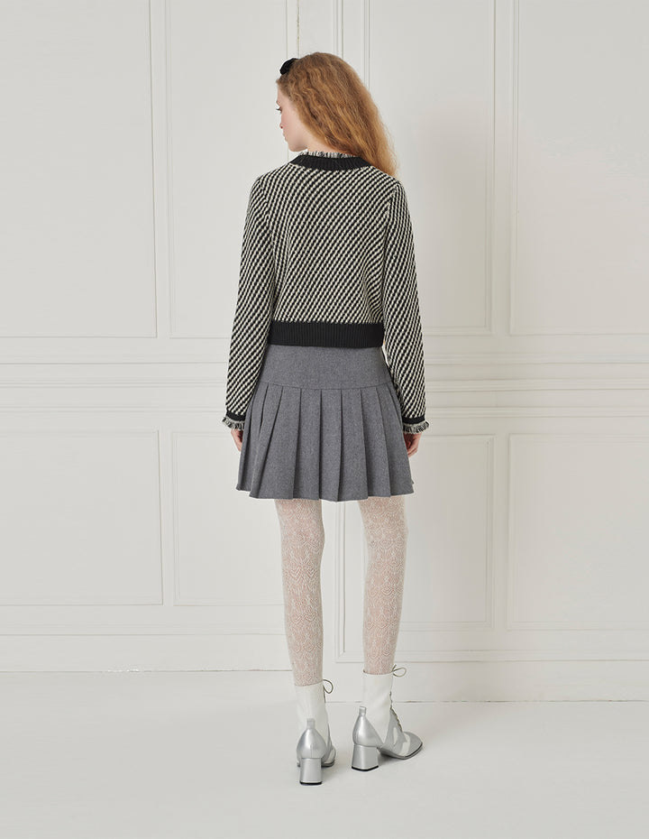 BORA AKSU Crew-Collar Long-Sleeve Striped Cropped Knitted Cardigan