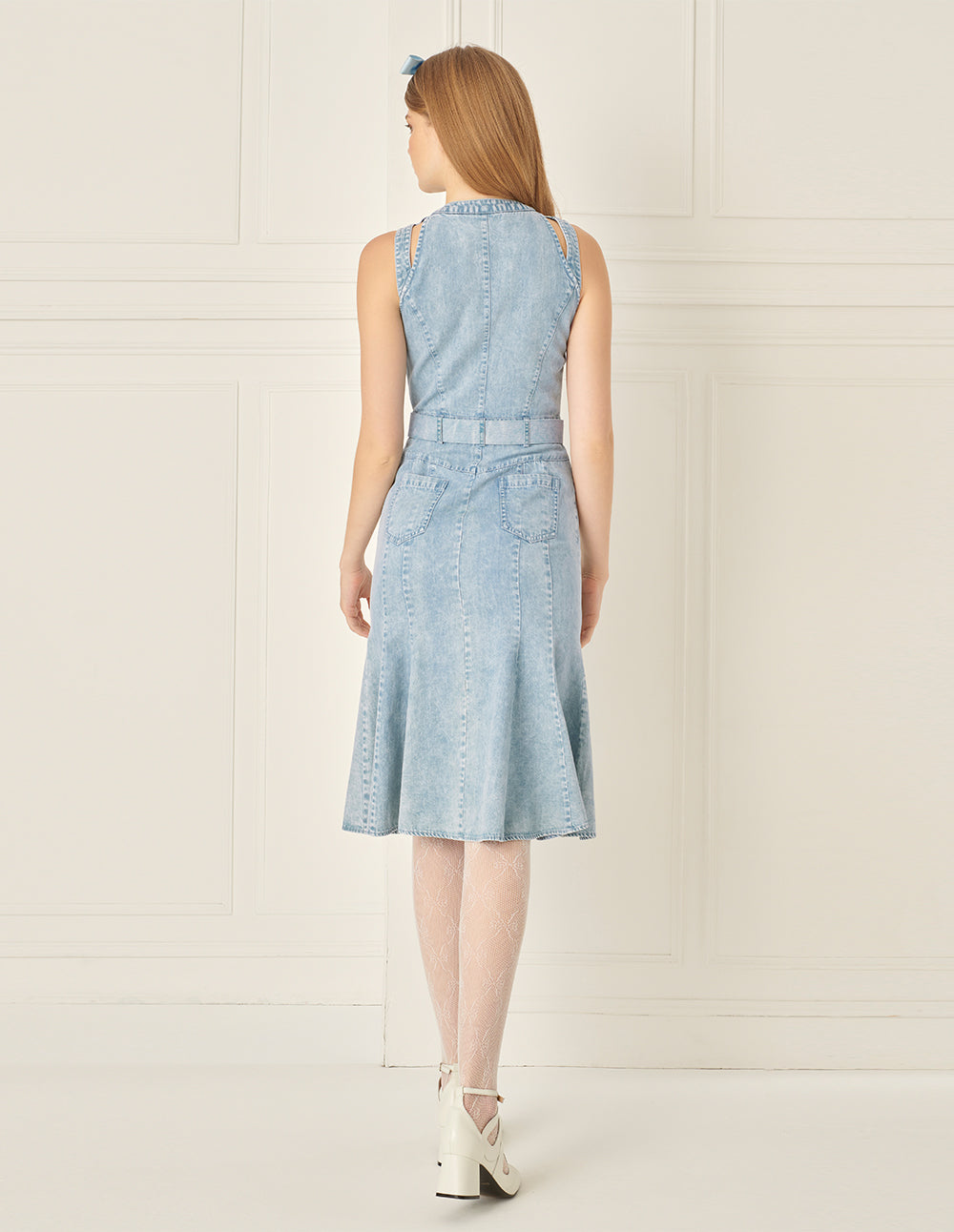 BORA AKSU Simple Waisted Denim Dress