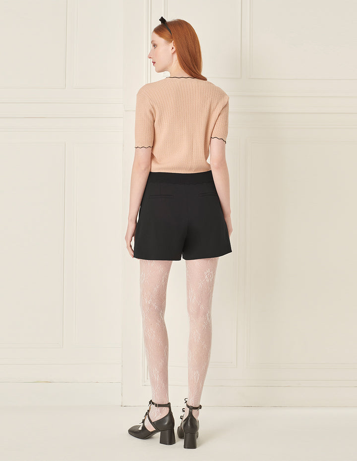 BORA AKSU Contrast Colour V-Neck Textured Yarn Knitted Cardigan