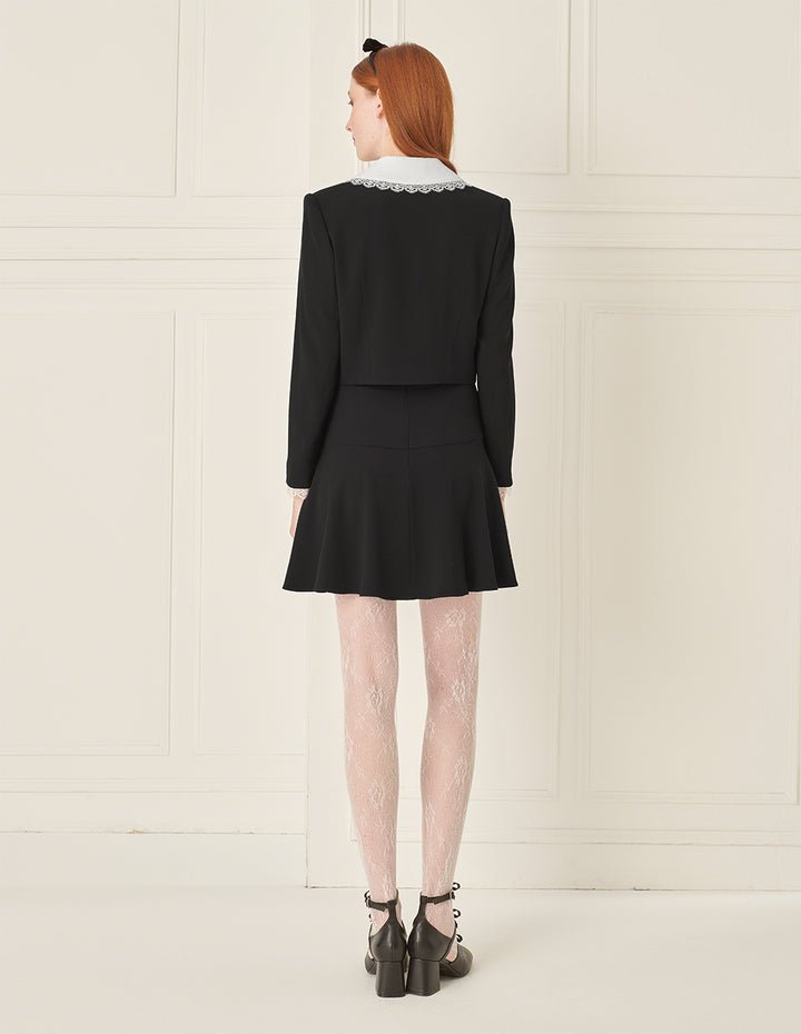 BORA AKSU Triacetate Colour-Blocked Lapel Short Blazer