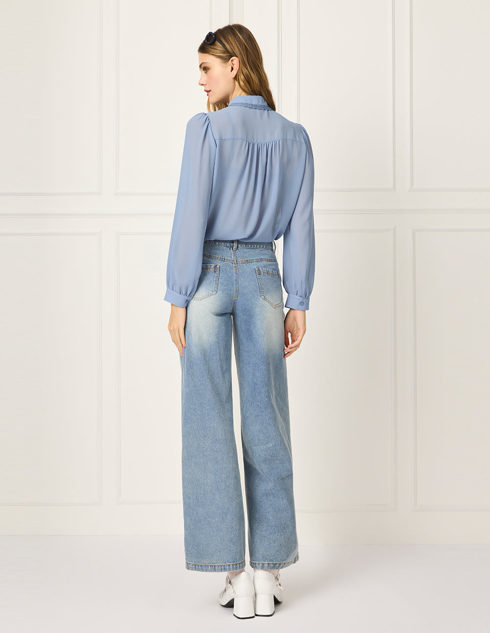 BORA AKSU Straight Wide Leg Denim Washed Jeans