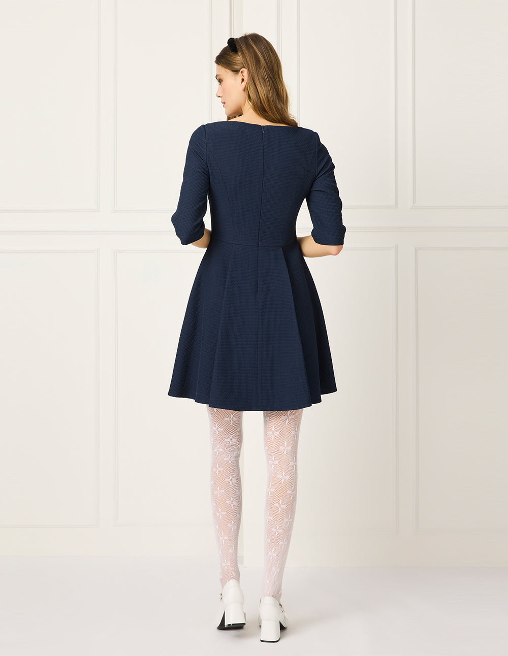 BORA AKSU U-Neck Short-Sleeves Empire-Waist Midi Dress