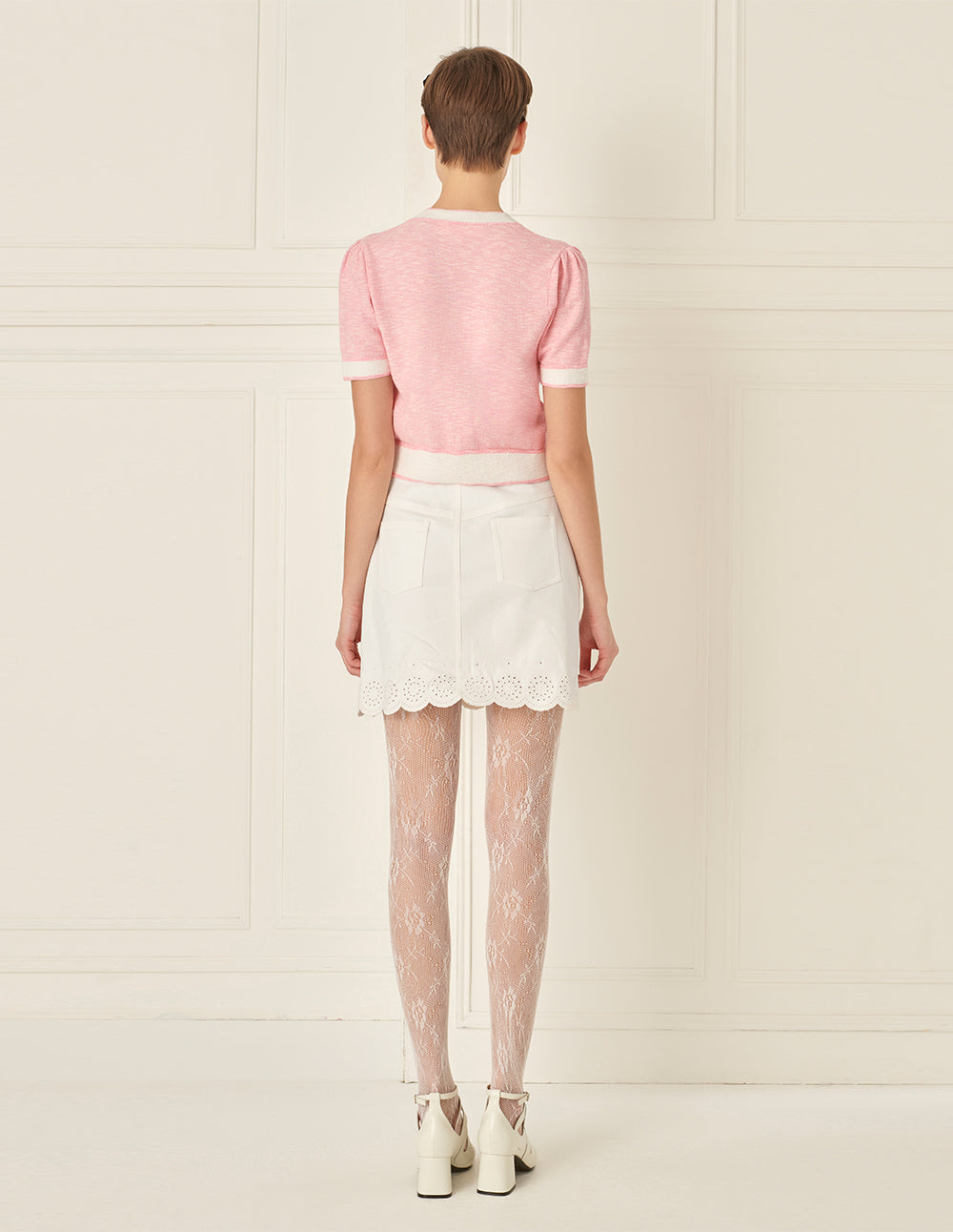 BORA AKSU Denim Embroidered Mini Skirt