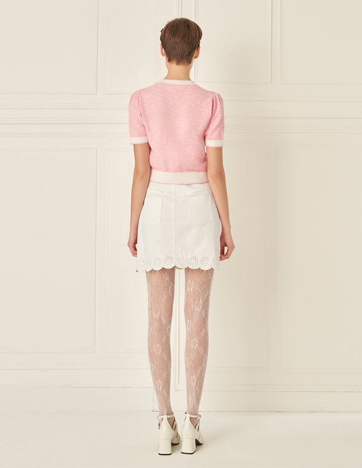 BORA AKSU Denim Embroidered Mini Skirt