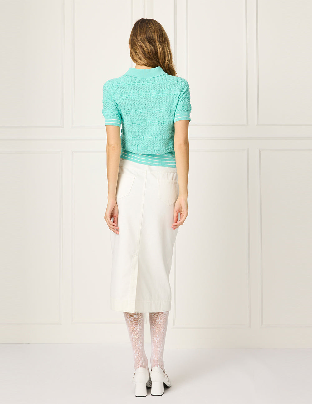 BORA AKSU Straight Knee-Length Denim Pencil Skirt