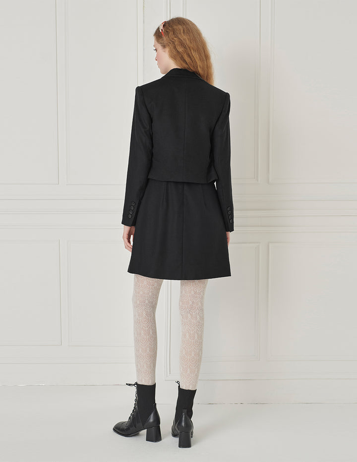 BORA AKSU Peaked Lapel Single Button Cropped Blazer