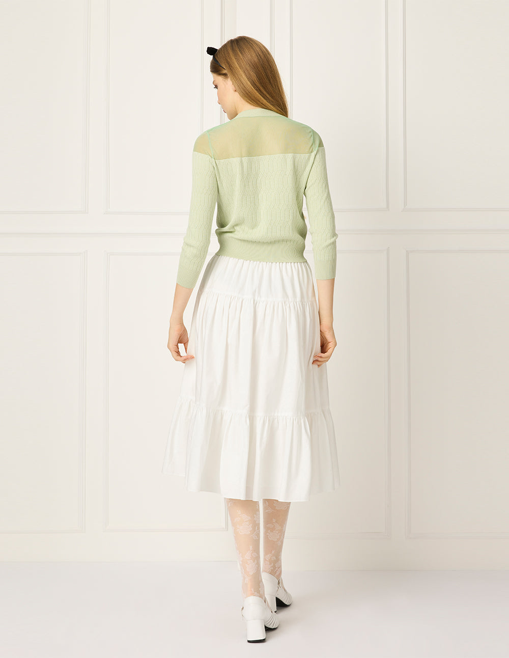 BORA AKSU Cinched Waist & Drawstring Pleated Knee-Length Skirt