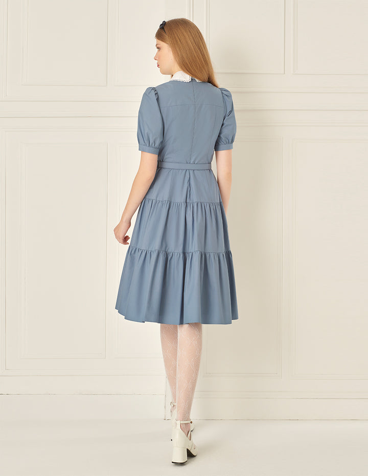 BORA AKSU Puff Sleeve Peter Pan Collar Waist Dress