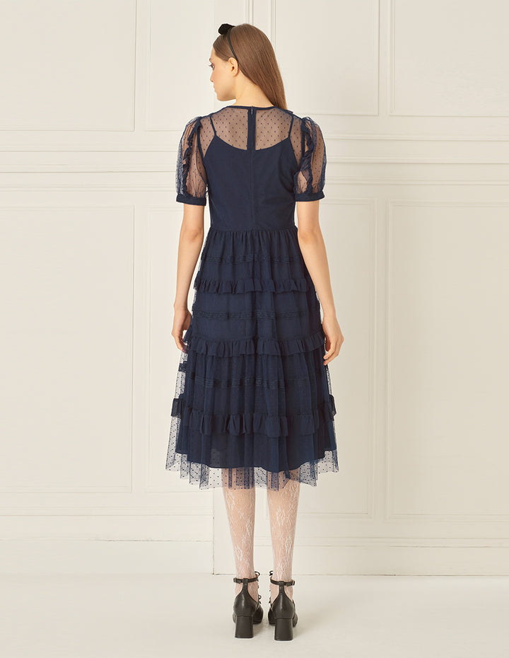 BORA AKSU Puff Sleeve Layered Lace Dress